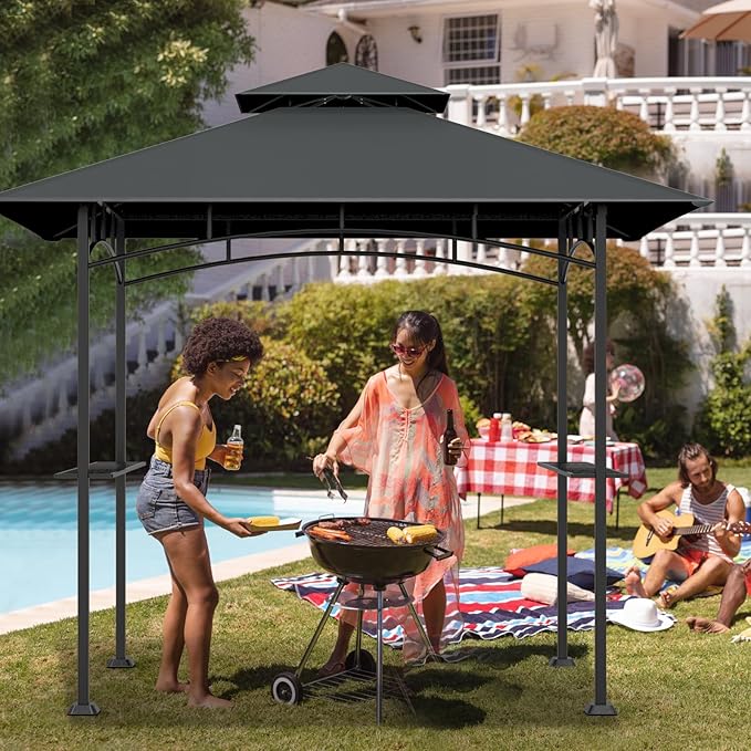 Grill Gazebo Replacement Top, 5 * 8 Outdoor BBQ Top Cover, Double Layer BBQ - Image 5
