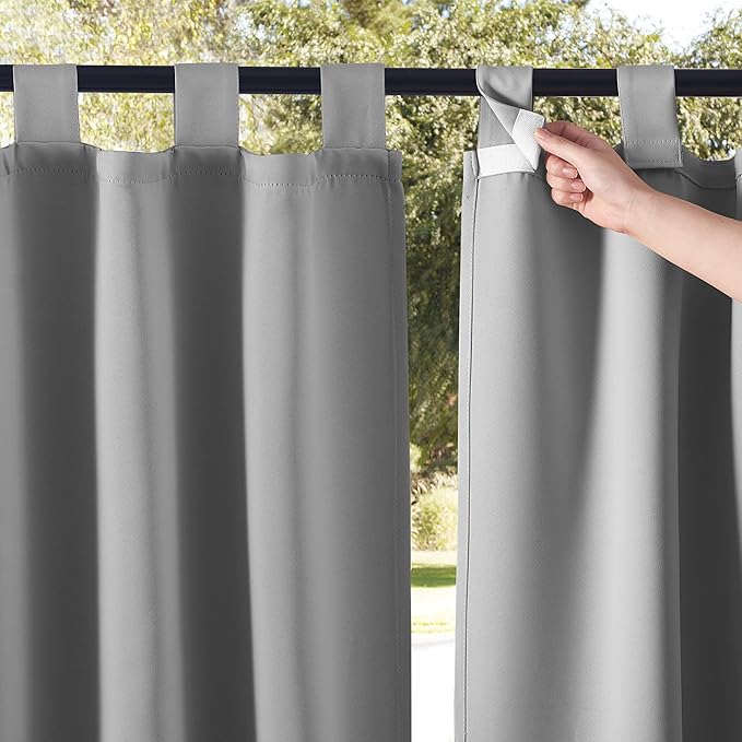 NICETOWN 2 Panels Patio Curtainss Outdoor Waterproof 84 Long, Detachable Sticky by NICETOWN