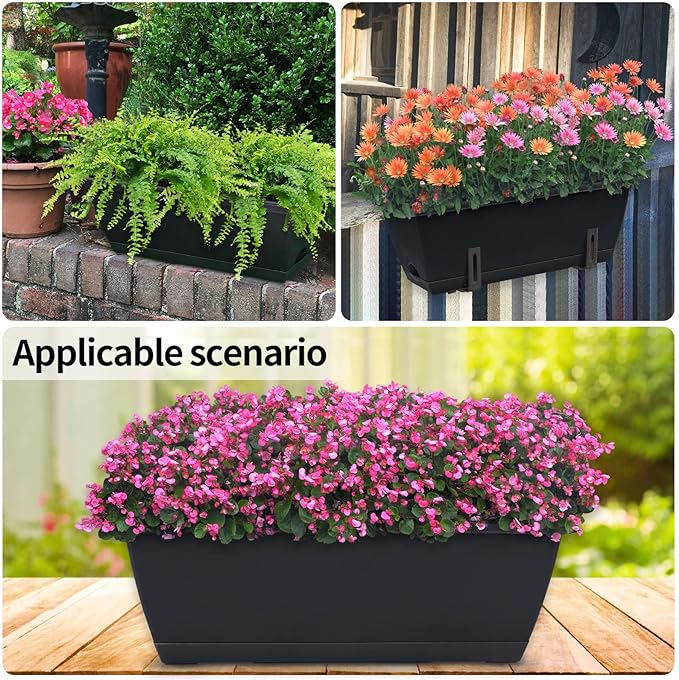 Window Box Planter, 10 Pack Plastic Vegetable Flower Planters Boxes 17 Inches - Image 5