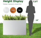 Metal Rectangular Outdoor Planter Box 36" x 15" x 24" White Steel Long Planter - Image 2