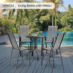 VINGLI Outdoor Bar Chairs Set of 8 – Stackable Outdoor Bar Stools - Image 8
