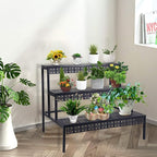 3 Tiers Metal Plant Stand, Rectangular Ladder Flower Pots Outdoor, Indoor Plant - Image 2