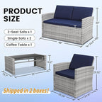 4-Piece Patio Furniture Set, Wicker Outdoor Rattan Sectional Sofa - Image 6