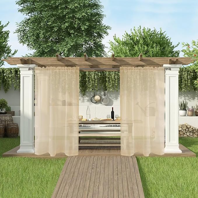 SpaceDresser Waterproof Outdoor Sheer Curtains - Image 5