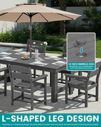 SERWALL Outdoor Dining Table Set, 67‘’ HDPE Patio Dining Set - Image 5