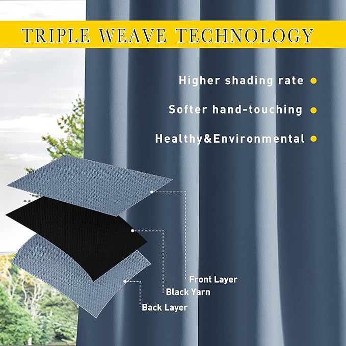 NICETOWN 2 Panels Weighted Outdoor Curtains - Image 5
