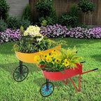 BAYN Metal Wheelbarrow Flower Cart Planter, 2 Packs Plant Stands - Image 6
