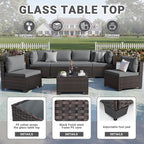 LEVELEVE 7 Pieces Outdoor Patio Furniture Sets, Rattan Conversation Sectional - Image 5