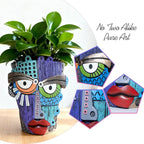 Abstract Face Planter Pots for Plants, Hand-Painted Colorful Flower Pots - Image 3