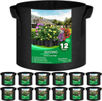 12-Pack 3 Gallon Thickened Non-Woven Grow Bags, Aeration Fabric Pots by JNYONG