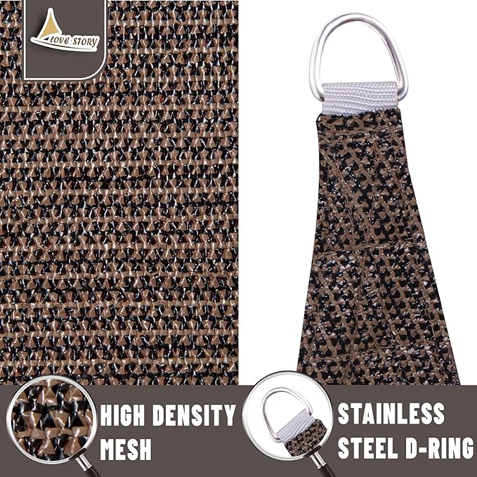 LOVE STORY Custom Size 7'x10' Brown Sun Shade Sail Rectangle UV Block Canopy - Image 5