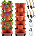 Umigy 2 Set Clay Red 7 Tier Stackable Vertical Planters by Umigy