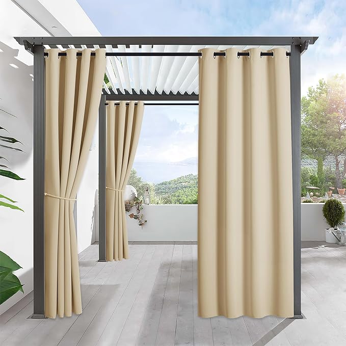 RYB HOME Outdoor Curtains for Patio Waterproof Block Sunlight Thermal Insulated by RYBHOME
