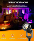 L LOHAS LED Halloween Orange and Purple Spotlights Outdoor, Auto On/Off 5W 120V - Image 5