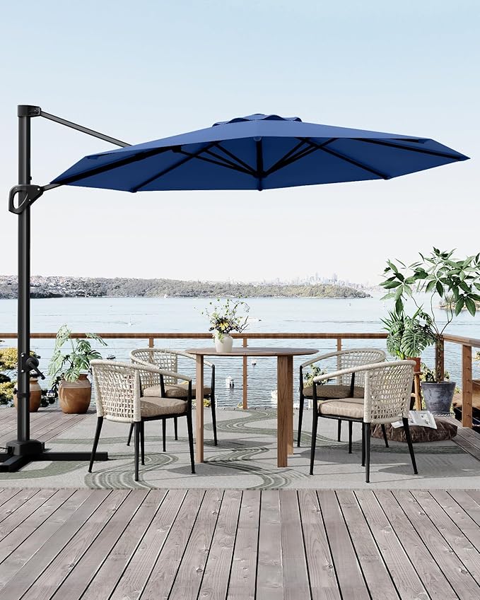GarveeLife 10 ft Patio Umbrella Outdoor Large Cantilever Umbrella w/Base - Image 4