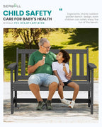 SERWALL Outdoor Bench, HDPE Outdoor Benches Weatherproof, 2-Person Garden Bench - Image 6