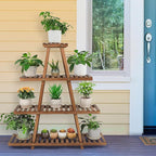 Ufine 4 Tier Wood Plant Stand Indoor Outdoor A Frame Plant Display Shelf - Image 2