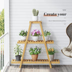 Plant Stand For Indoor Outdoor Tiered Plant Shelf 3 Tier 8 Potted Bamboo Flower - Image 5