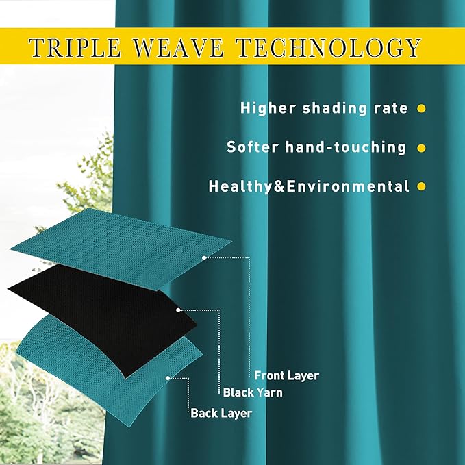 NICETOWN 2 Panels Outdoor Curtains Waterproof Pocket & Back Tab on Top & Bottom - Image 6