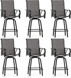PHI VILLA Outdoor Swivel Bar Stools Set of 6, Bar Height Patio Bar Stools & by PHIVILLAThepioneerofcomfortablehouseholdsupplies