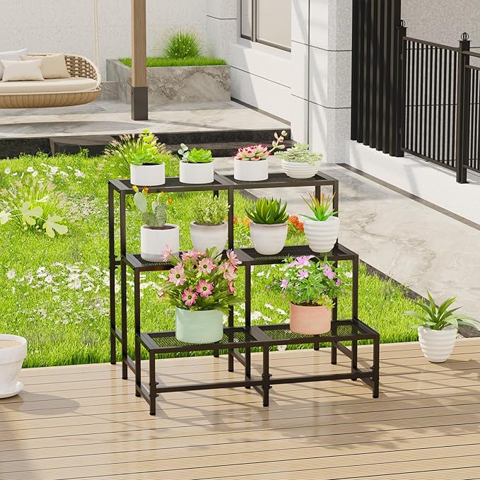 Garden 4 you 3 Tier Split Type Large Metal Plant Stand Stackable, Garden - Image 5