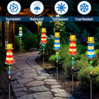 4 Pack Lighthouse Solar Lights, 7 Light Color Changes, IP65 Waterproof Solar - Image 2