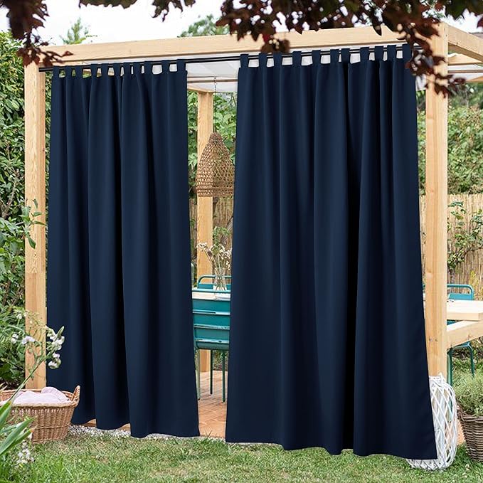 NICETOWN 2 Panels Patio Door Navy Blue Curtainss Waterproof 95" Length - Image 2