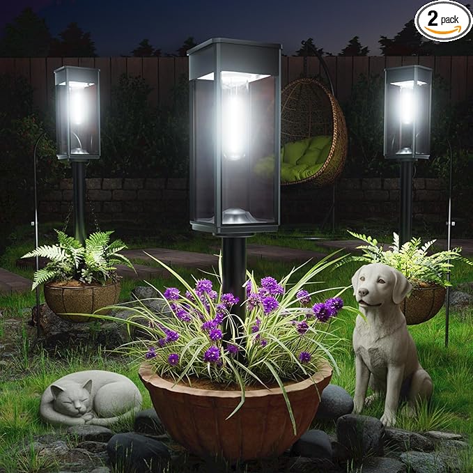 Solar Pathway Lights Outdoor, 2 Pack Bright Solar Lights Outdoor, IP65 by Professionalproductionofsolarlightsoutdoor%EF%BC%9A%EF%BC%89