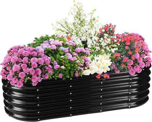 17" Tall Elevated Oval Metal Raised Garden Bed - 5ft x 2ft in Size and 0.8MM by TBMLC