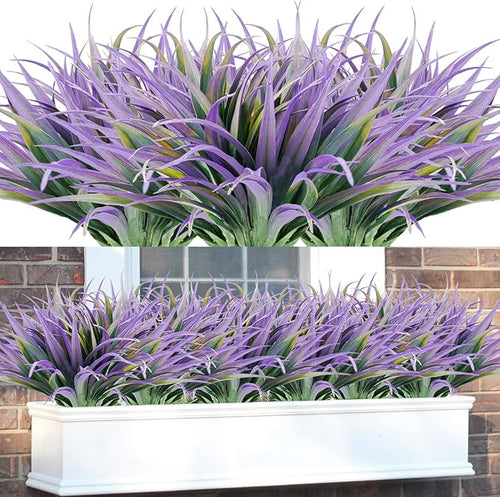 16Pcs Artificial Grass Fake Plants 17.3in Outdoor Plants UV Resistant Faux by Phliofd