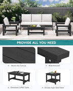 SERWALL HDPE Patio Furniture Set, 7-piece Outdoor Sectional Sofa Set, All - Image 7