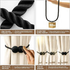 Hion Magnetic Curtain Tiebacks Black 2pcs, Curtain Tiebacks Buckles Holdbacks - Image 3