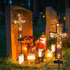 Solar Cross Garden Stake Lights 38inch Metal Outdoor Waterproof Memorial Garden - Image 4