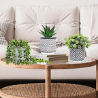 Winlyn 3 Pcs Small Potted Succulents Plants Artificial String of Pearls Aloe - Image 8