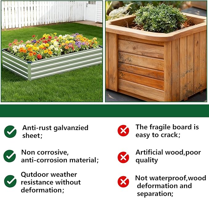 Vengarus 8x4x1FT Galvanized Raised Garden Bed Kit, Outdoor Metal Planter Box - Image 7