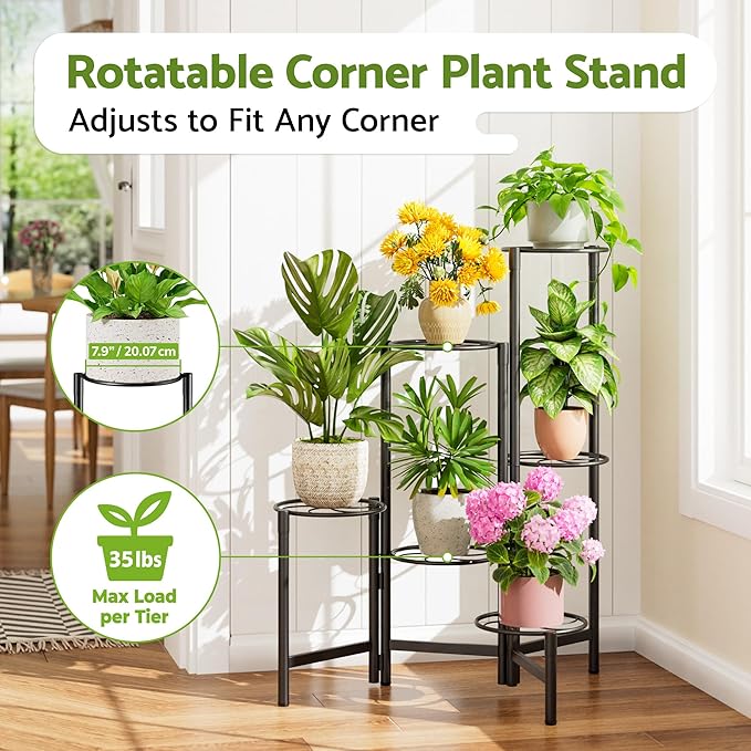 Outdoor Plant Stands for Patio Corner Tall Plant Stand Indoor Metal Flower Pot - Image 2