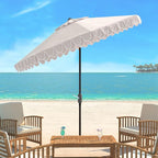 SAFAVIEH 9ft Outdoor Patio Umbrella, Auto Crank Tilt, UV Resistant - Image 2