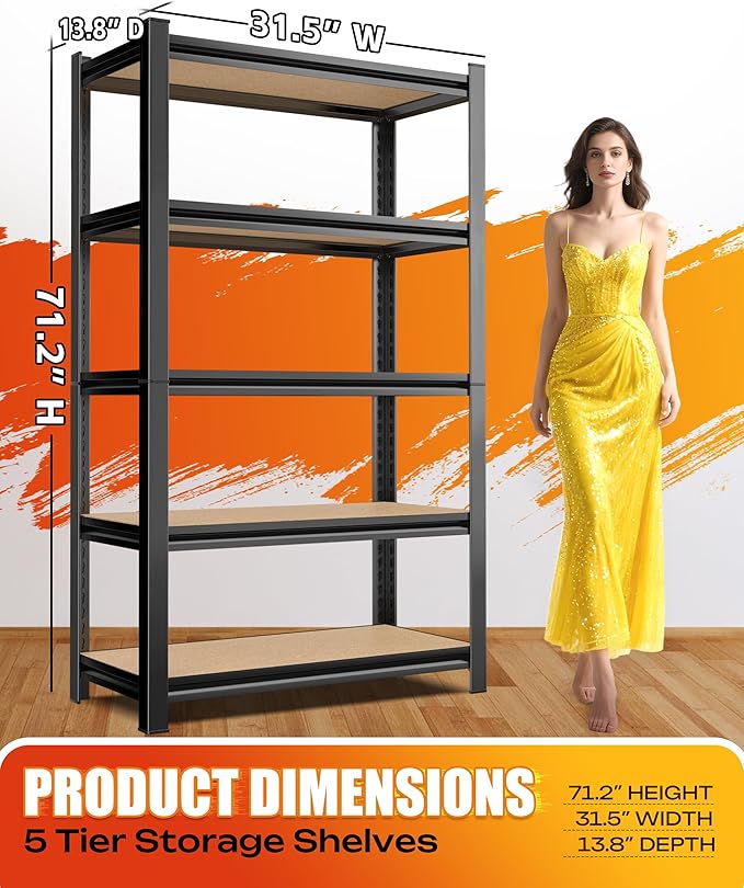 AOAORRG Set of 4 Garage Shelving Heavy Duty Storage Shelves, Metal Adjustable - Image 3