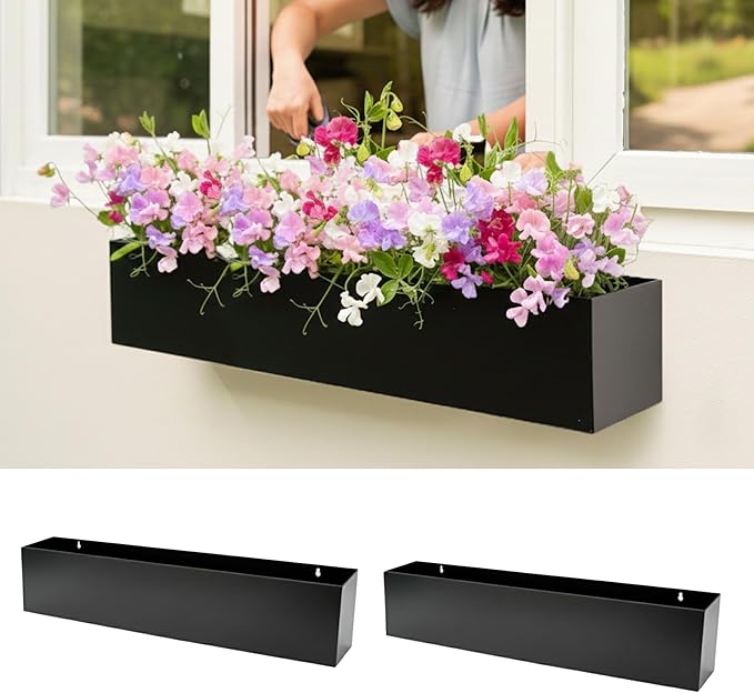 LaLaGreen Outdoor Wall Planters Carbon Steel Black Metal Hanging Flower Pots by L%C3%A1L%C3%A1Green