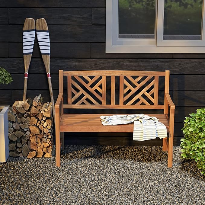 Giantex Outdoor Wooden Garden Bench - Image 2