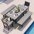 Pamapic 5 PCS Outdoor Dining Set, Spacious HDPE Outdoor Table and Chairs by Pamapic