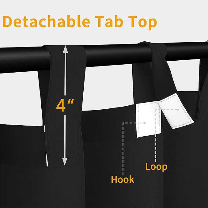 Easy-Going Outdoor Patio Curtains Detachable Tab Top Windproof Weatherproof - Image 2