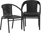 EMMA + OLIVER Set of 4 Modern Rattan Indoor/Outdoor Stack Chairs, Stacking - Image 3