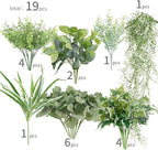 19Pcs Outdoor Artificial Boxwood UV Resistant Fake Stems Plants, Faux Plastic - Image 2