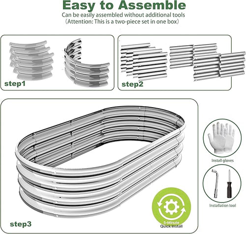 4x2x1ft-2pcs-Oval Raised Garden Bed Kit, Galvanized Planter Garden Boxes Outdoor - Image 2