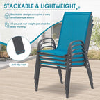 Outdoor Stackable Chairs Set of 6, Stacking Patio Chairs - Image 4