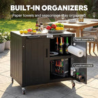 Outdoor Grill Cart with Storage Cabinet and Stainless Steel Top, 35-Inch - Image 7