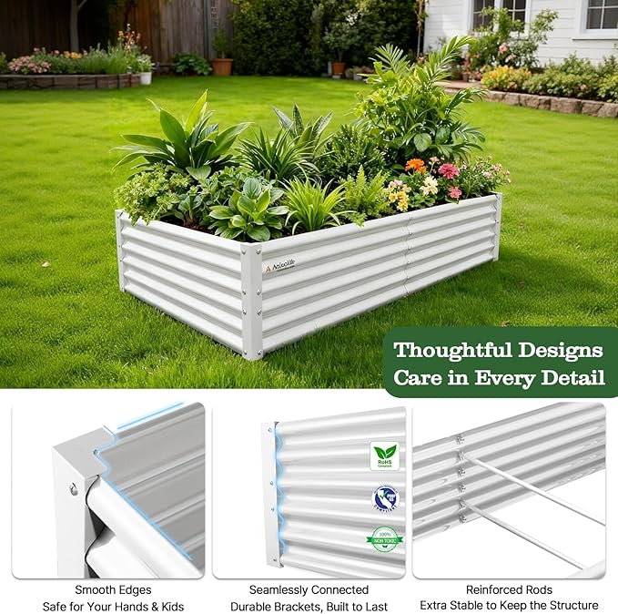 A ANLEOLIFE 6X3X1.5 ft Galvanized Raised Garden Beds Outdoor, Rectangular Metal - Image 4