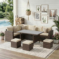 Wisteria Lane Patio Furniture Set, 7 Piece Outdoor Dining Sectional Sofa by WisteriaLane