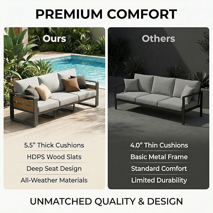ZANDOR Outdoor Patio Conversation Sets, 4-Piece Aluminum Metal Outside - Image 4
